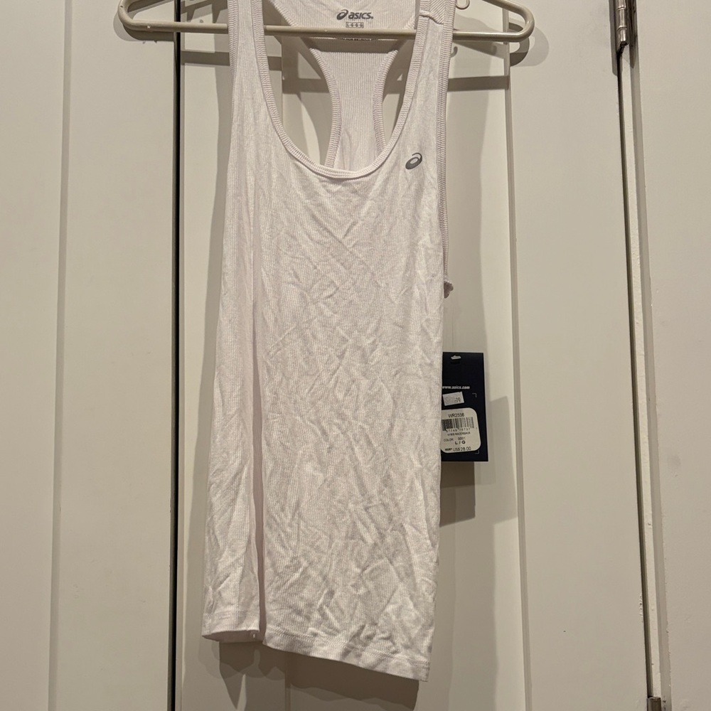 Asics White Ribbed Racerback Top - Picture 2 of 5
